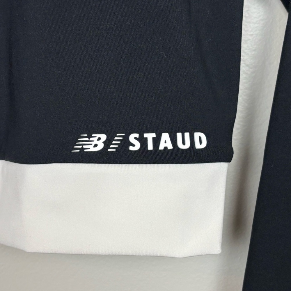 New Balance Staud Top Womens Small Black White Mock Neck Crop Long Sleeve - Picture 4 of 9